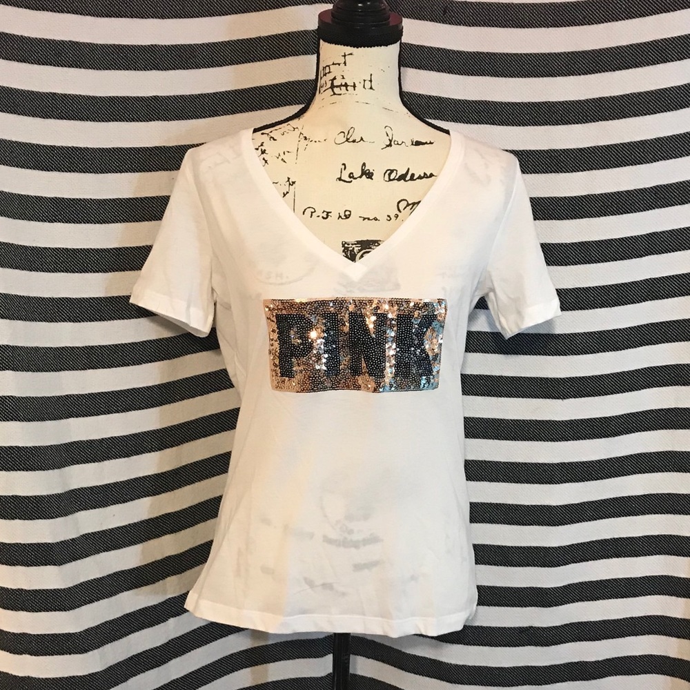 Victoria Secret Pink Bling Sequin Tshirt - Picture 4 of 5